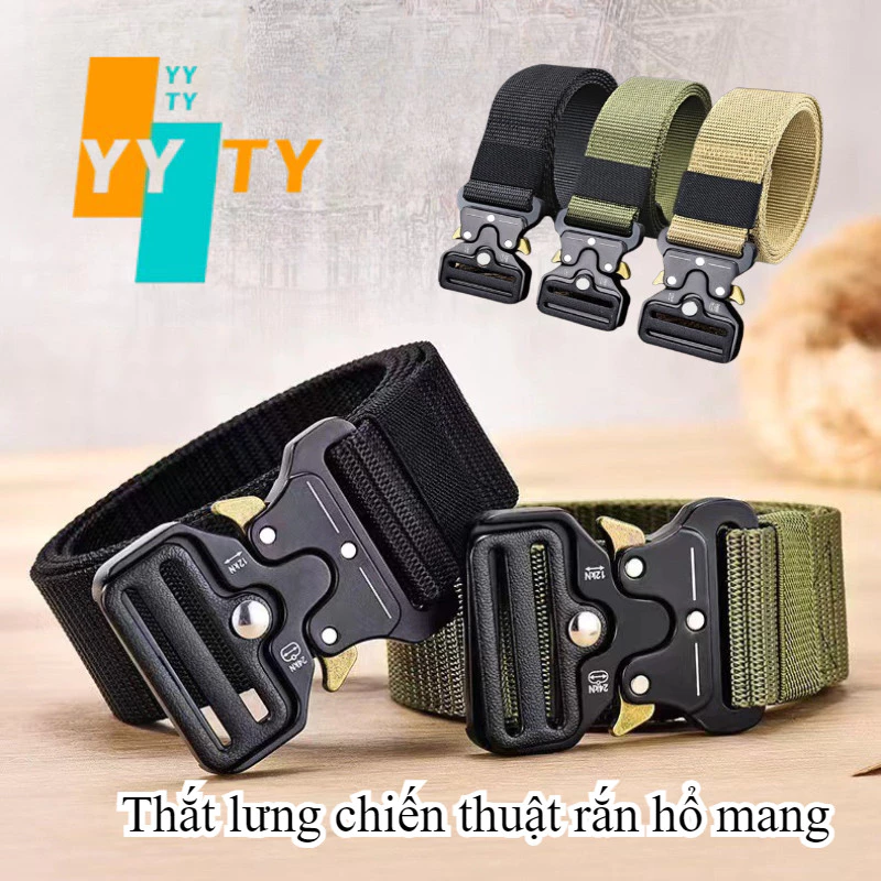 YYTY Thắt lưng vải chiến thuật nam,Thiết kế khóa rắn hổ mang,Vải nylon có thể điều chỉnh, Ánh sáng