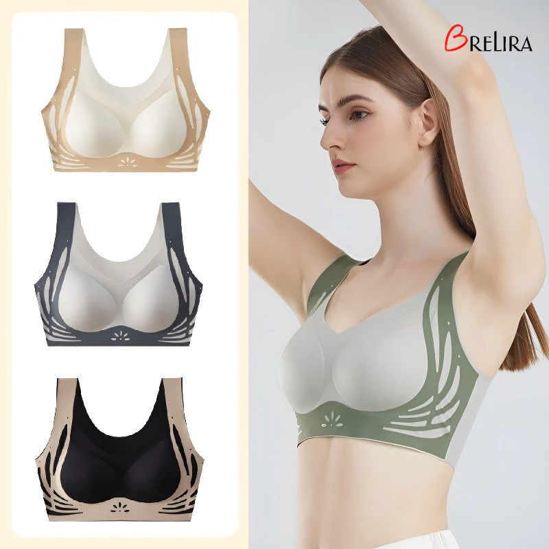 『 Brelira 』 Hỗ trợ mềm mại cho nữ Push Up Bra Đồ lót không dây One Piece Mỏng thoáng khí dành cho nữ Cốc cố định Quần lót tập hợp ngực nhỏ