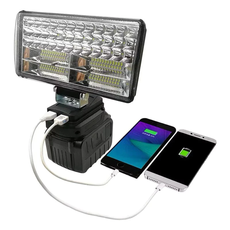 🔥🔥Đèn pha led dùng pin công suất lớn,2 cổng sạc USB đèn tích điện Đèn pin led chiếu xa dùng chân pin