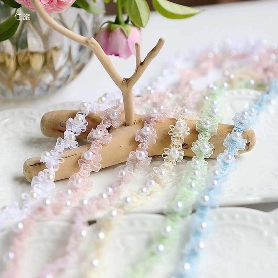 1 Hạt Ngọc Trai Đính Hạt Viền Ruy Băng DIY Cổ Vòng Đeo May Ren Đính 1.5CM Rộng, Gói Quà Trang Trí Cây Giáng Sinh