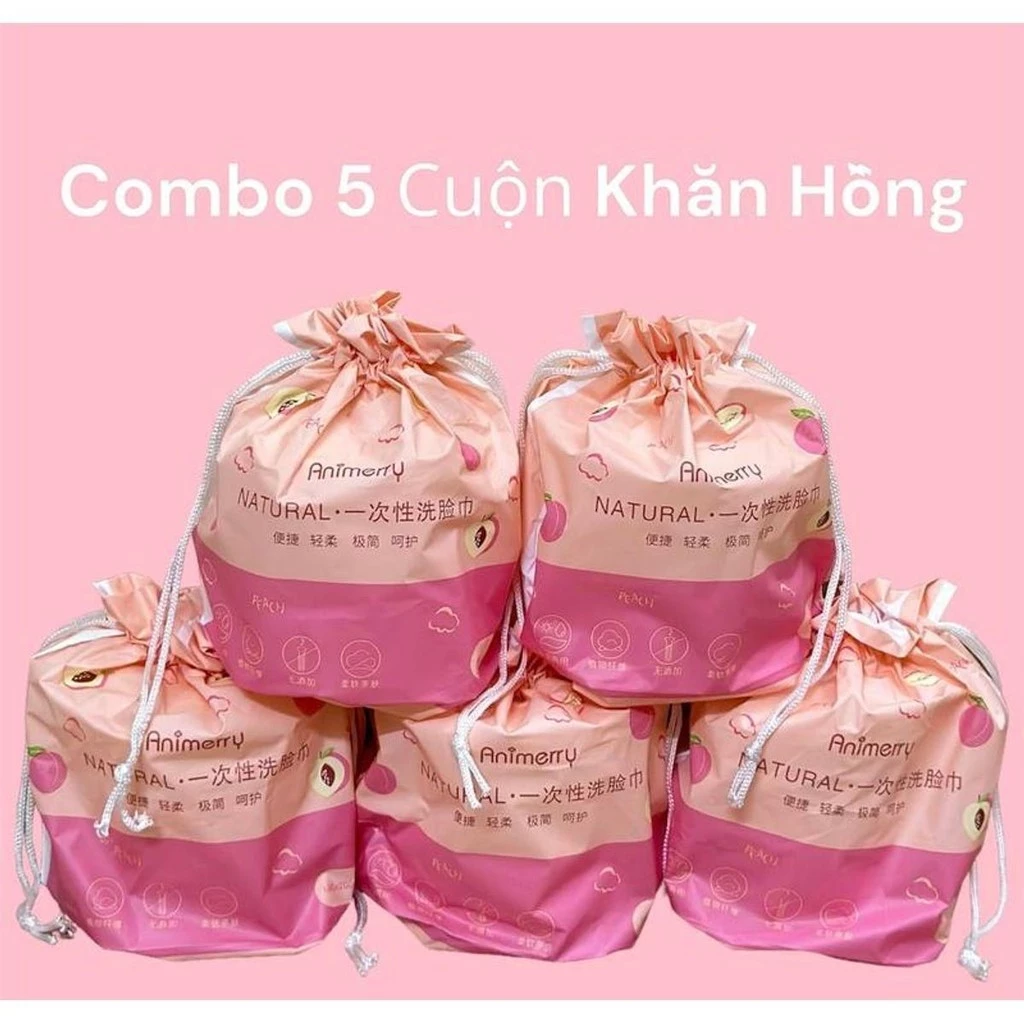 Combo 5 Cuộn Khăn Lau Mặt Cottton Cao Cấp Animerry , Khăn Mặt Khô Cuộn Tẩy Trang, Khăn Bông Mềm, Lau Khô,