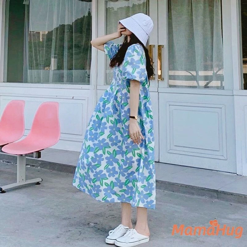Mùa hè 2026 Váy hoa bà bầu mùa hè Viral Phù hợp với Bộ trang phục bà bầu hợp thời trang dành cho các bà mẹ sành điệu Cổ sóng Pháp nhiệt đới Váy đi chơi thông thường phong cách Hàn Quốc​