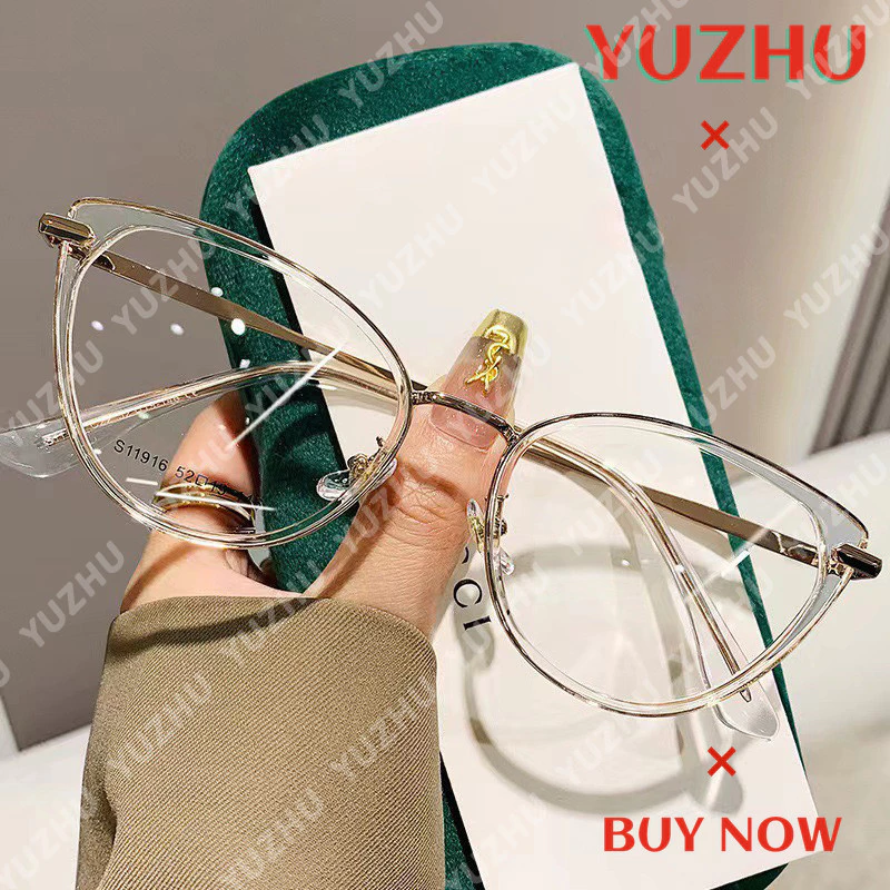 (YUZHU) 0°~-6.00° Kính chống bức xạ khung mắt mèo cho nam và nữ