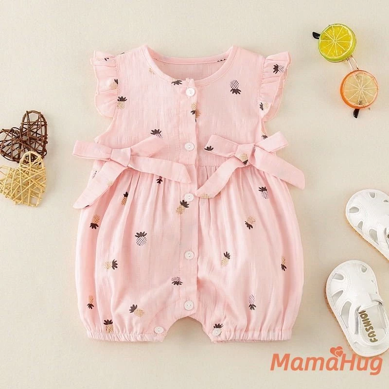Quần Áo Cho Bé Trang Phục Mùa Hè Dễ Thương Đáng Yêu Sơ Sinh Áo Liền Quần Không Tay Nhẹ Thoáng Khí Cotton Bò Mặc Thường Ngày Ngoài Trời Thời Tiết Nóng Quần Áo Bé Gái Trẻ Sơ Sinh Body Ảnh