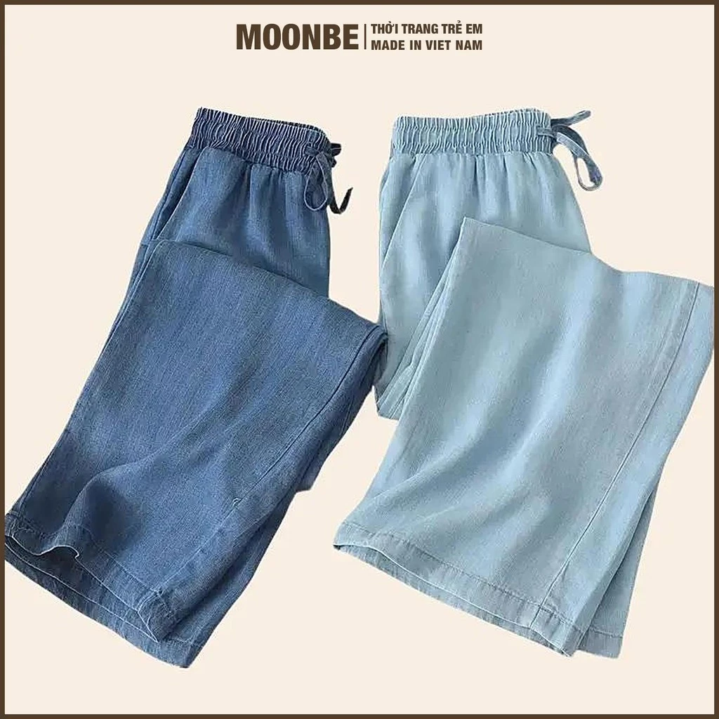 [Size 18-65kg] Quần Bò giấy ống suông cho bé gái & mẹ chất mềm thời trang trẻ em MOONBE quần ống suông HK