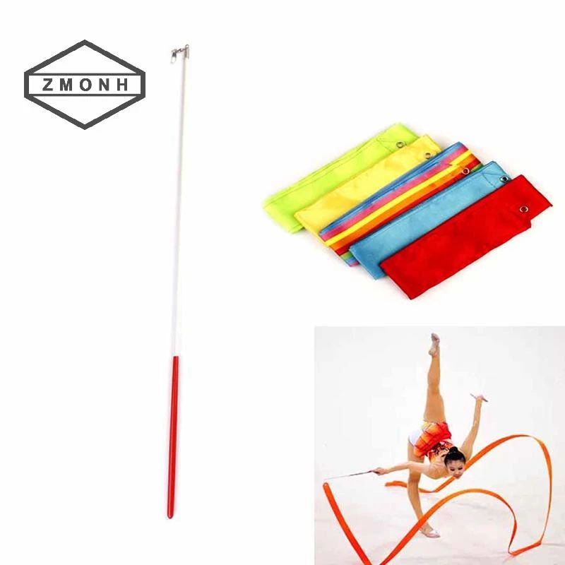 Zmonh 6M Khiêu Vũ Ruy Băng Tập Gym Nhịp Điệu Nghệ Thuật Tập Thể Dục Ballet Streamer Cần Xoay 5 Màu * Mới