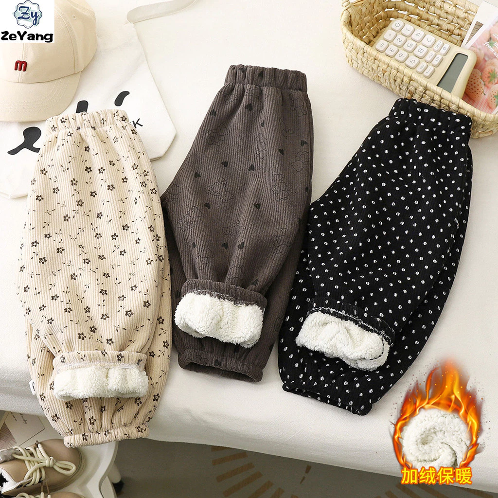 [Zy] 70-150 Hàng có sẵn Quần dài Alpaca dành cho trẻ em Quần dày thường ngày thu đông Quần ấm lông cừu cho bé All-Ma
