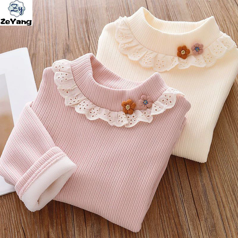 [Zy] 70-140 Hàng có sẵn Áo len lông cừu cho trẻ em Jacquard Dài T Thu Đông Cho bé Quần áo ấm áp dày thường ngày Áo sơ mi đáy cổ cao Tất cả @ -