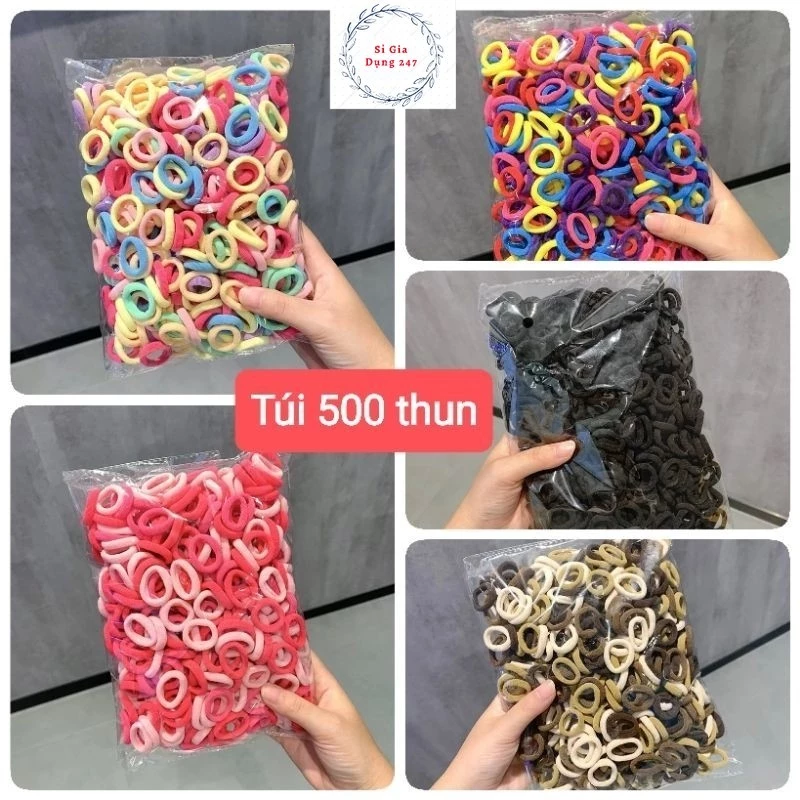 Túi 500 Thun Cột Tóc Bọc Vải Cho Bé Không Đau Không Đứt Tóc Nhiều Tông Màu