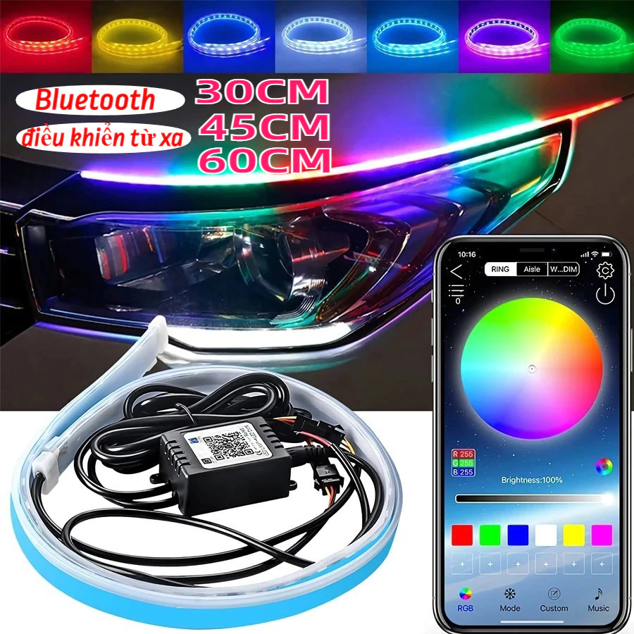 2 Chiếc Đa Năng 30CM 45CM 60CM LED Chạy Ban Ngày Chống Thấm Nước DC12V Nguồn Đèn Ô Tô Đỗ Xe Sương Mù Thanh Dải Ánh