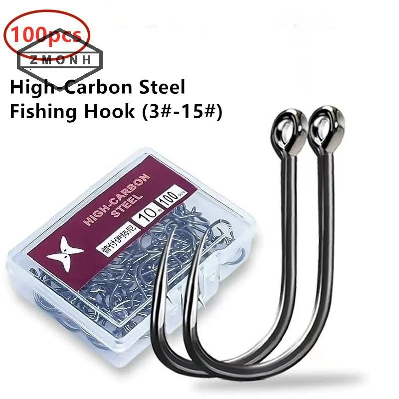Zmonh 1 Hộp Thép Carbon Cao Vòng Tròn Móc Câu Cá Nước Ngọt Fishhook Lỗ Cá Chép Mạnh Mẽ Giải Quyết Cá Chất Lượng Cao * Mới
