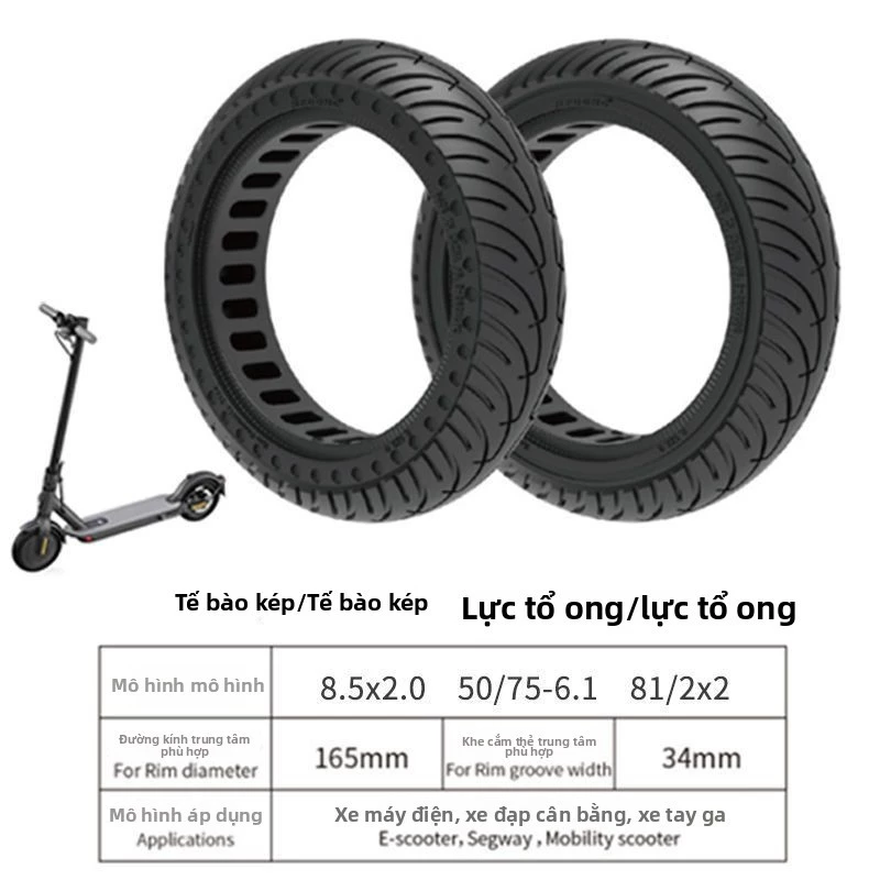 Lốp xe máy 8.5x2inch , lốp đặc