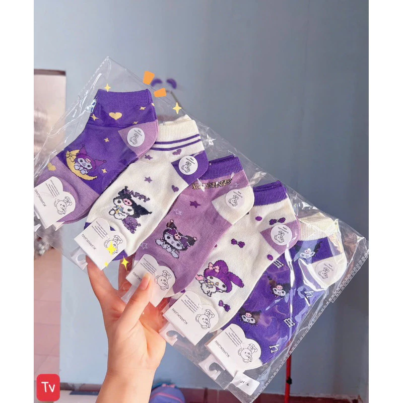 🌸HOT🌸 Sét 10 đôi tất  cổ thấp họa tiết kuromi cho bé từ 1 đến 12 tuổi Nội Dung