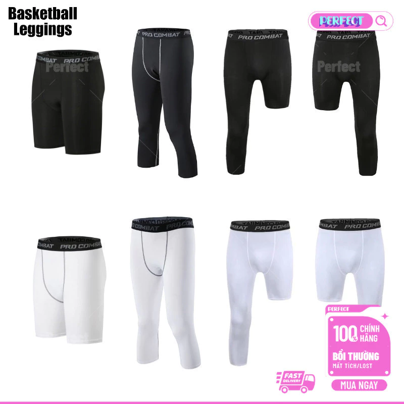 🚀 Bóng rổ nam thể thao xà cạp xà cạp ,Quần Legging Lửng 3 / 4 Tập Thể Thao Cho Nam Quần Legging Ngắn