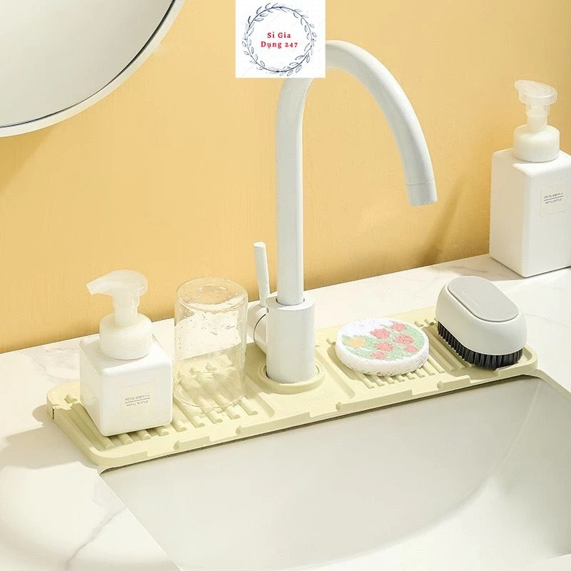 Thảm Silicone Lót Vòi Nước Bồn Rửa Chén Chống Nấm Mốc Bảo Vệ Cho Nhà Bếp Phòng Tắm 39.5x11.5cm