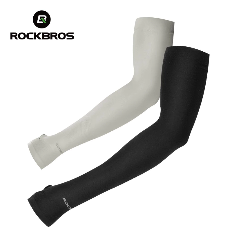 Rockbros Băng Tay Áo Chống Tia UV Thoáng Khí Co Giãn Làm Mát Băng Lụa Tay Nữ Nam Thể Thao Ngoài Trời Thiết Bị Đi Xe