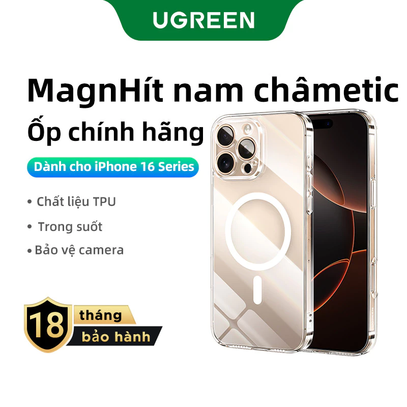 Ugreen Ốp Điện Thoại Trong Suốt Từ Tính Chống Va Đập Cho iPhone 14 15 16 Pro Max