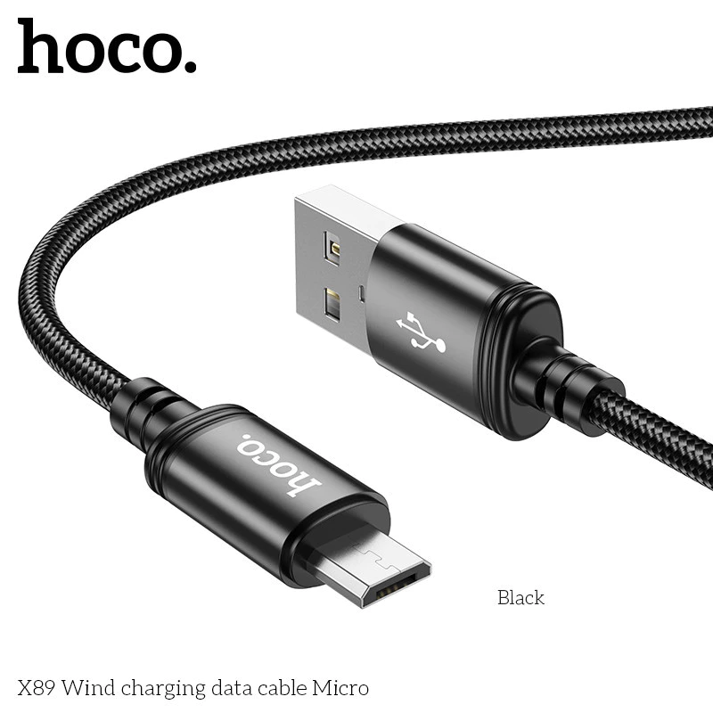 Cáp sạc nhanh hoco X89, hỗ trợ sạc nhanh lên đến 2.4A, truyền dữ liệu từ USB sang Ln, Dây dài 1m