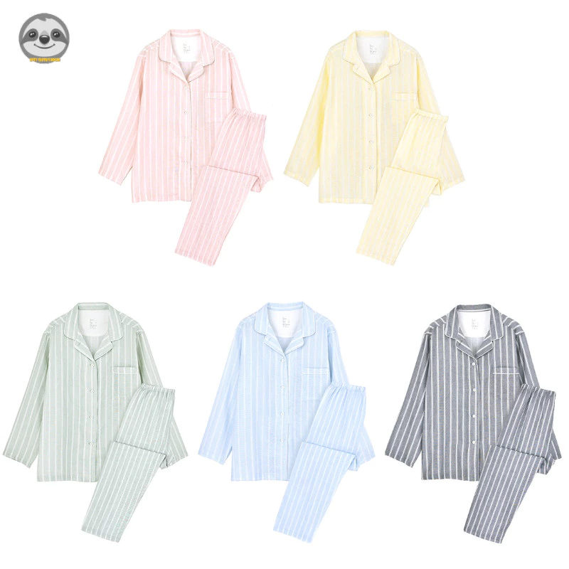 Phong cách Nhật Bản Muji Style / Bộ đồ ngủ liền mạch gạc hai lớp / Bộ đồ mặc nhà mỏng dành cho nam nữ