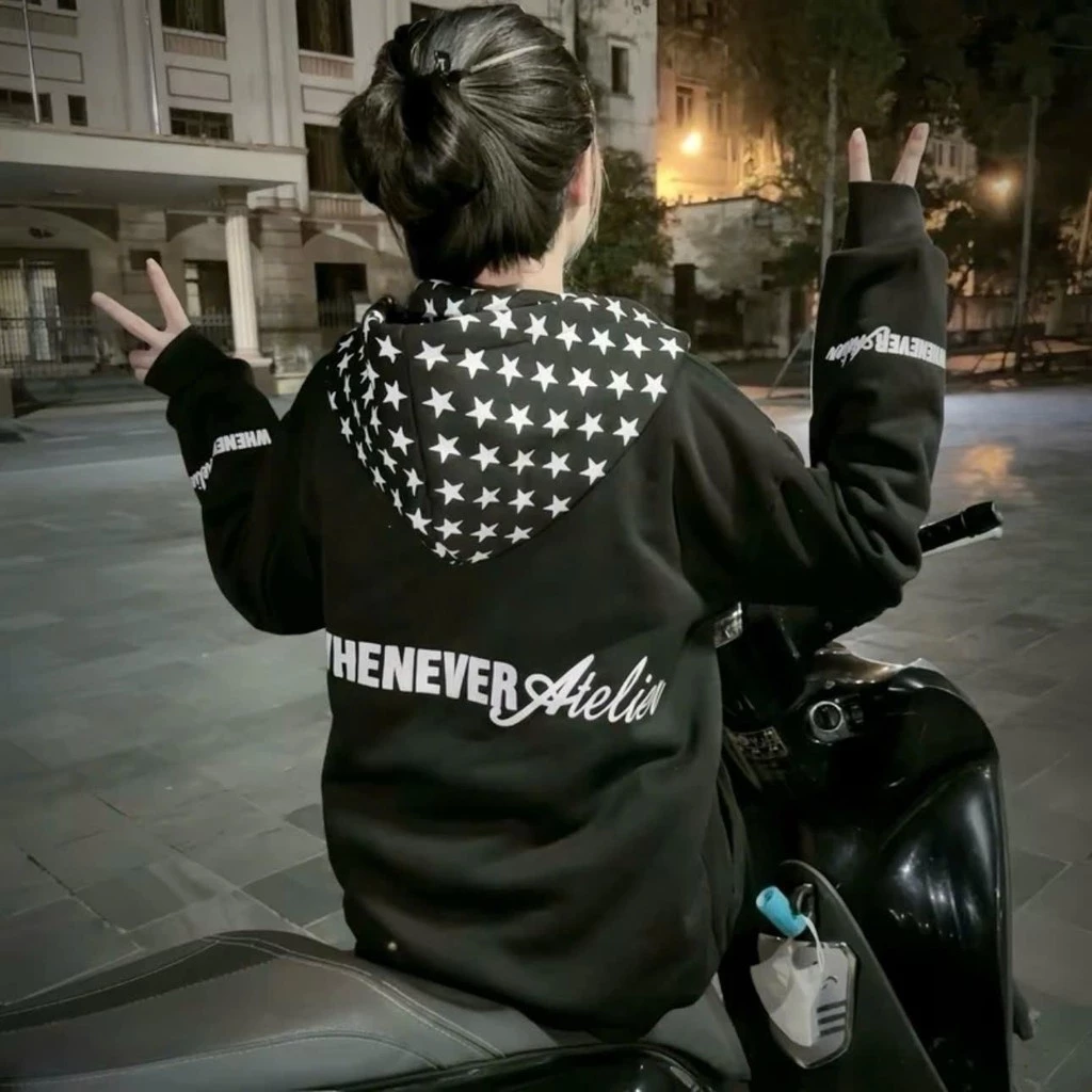Áo Hoodie Khoá Mũ Ngôi Sao , Mũ 2 Lớp Chất Nỉ Bông Menswear Nam
