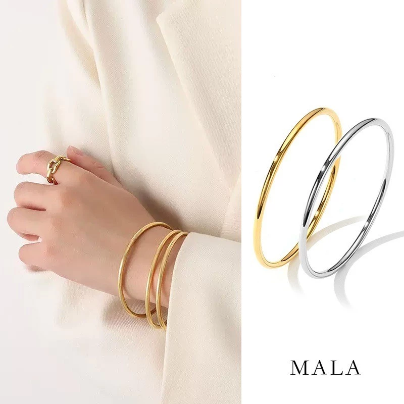 mùa hè Vòng tay đơn bằng thép titan mạ vàng 18k Vòng đeo tay đôi tròn