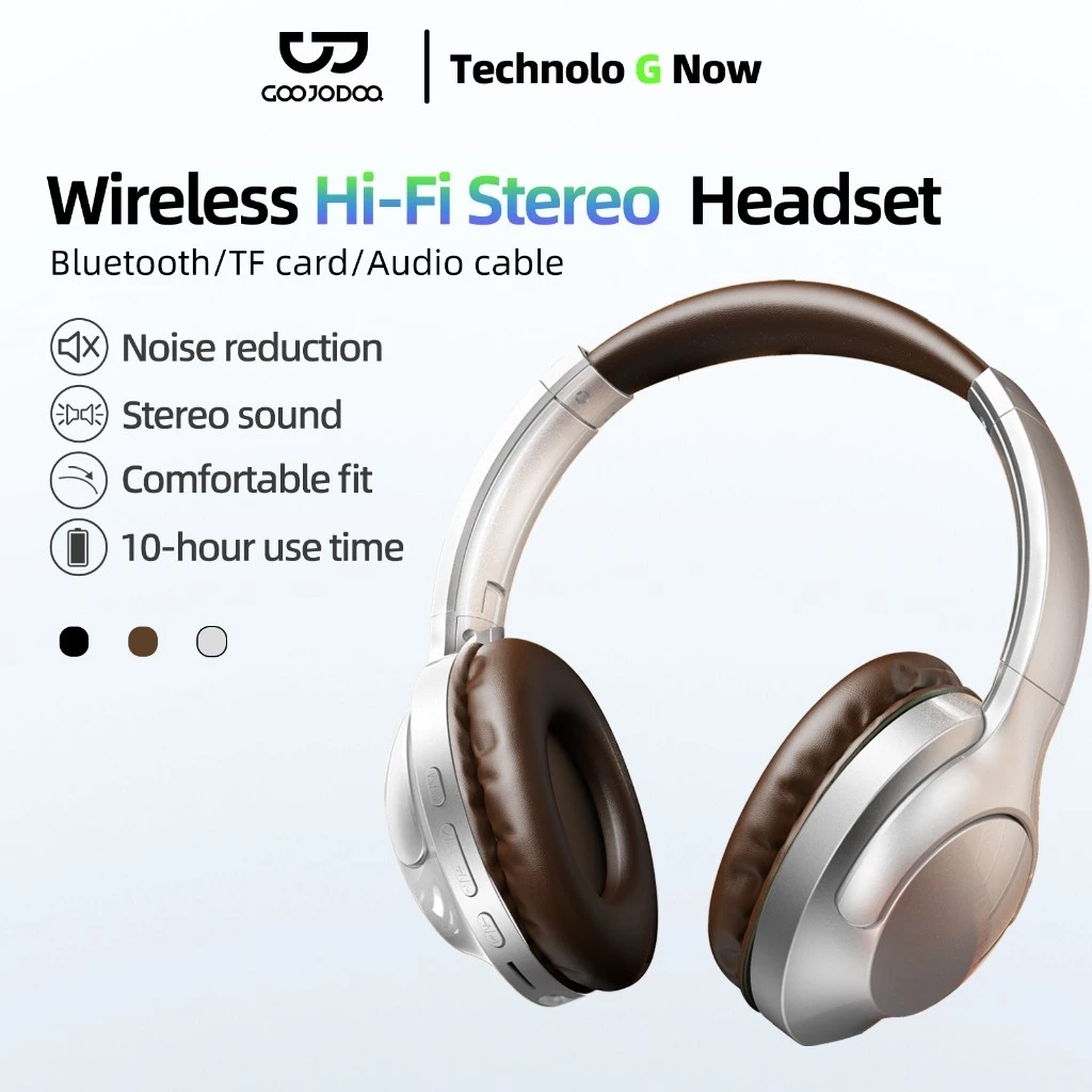 Tai nghe Bluetooth GOOJODOQ Chất lượng âm thanh tuyệt vời, giảm tiếng ồn thiết kế có thể gập lại và nhẹ tai nghe di động
