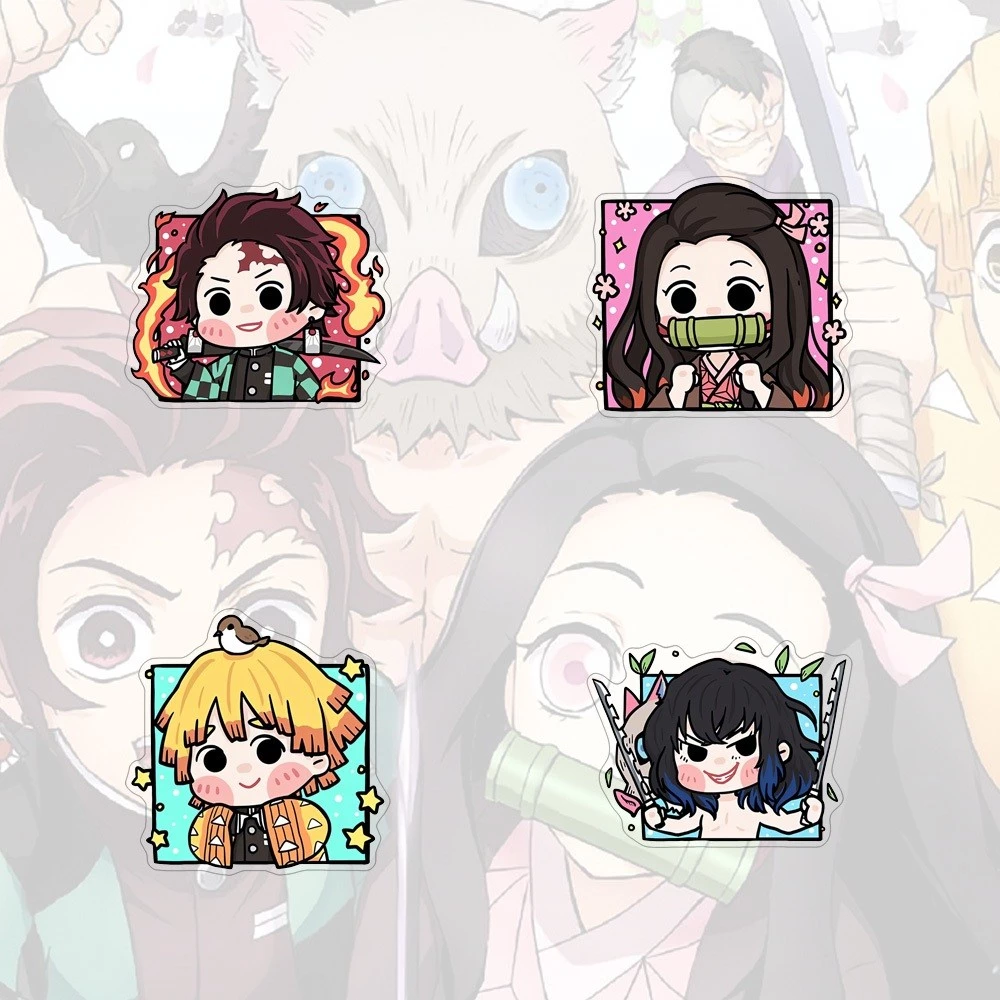 Acrylic Thổ Cẩm Demon Slayer Tanjirou Hoạt Hình Anime Nezuko Bướm Ninja Huy Hiệu Dễ Thương