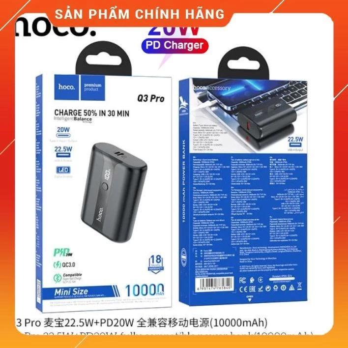 Pin Sạc Dự Phòng Chính Hãng Sạc Nhanh Q3 Pro 10000mAh 20W TypeC  Nhỏ Gọn Đảm Bảo An Toàn