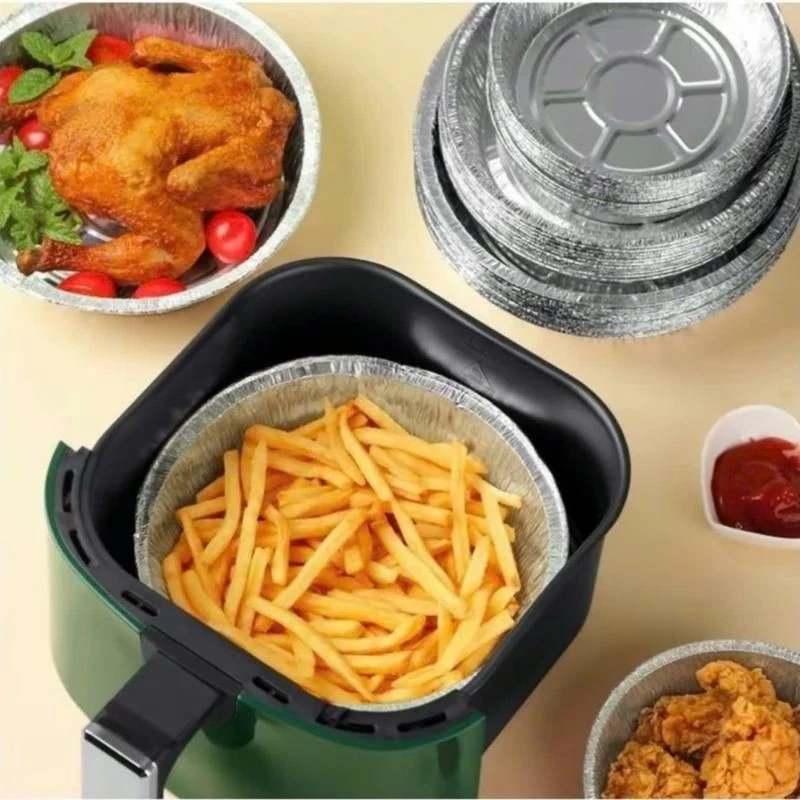 Combo 50 khay nướng giấy bạc lót nồi chiên không dầu lò nướng đường kính 22cm