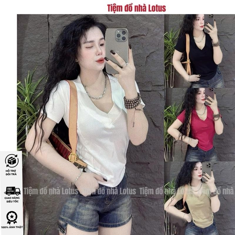 Áo thun Cổ Tim Viền To sang chảnh, thời trang đơn giản (Tiệm đồ nhà Lotus)