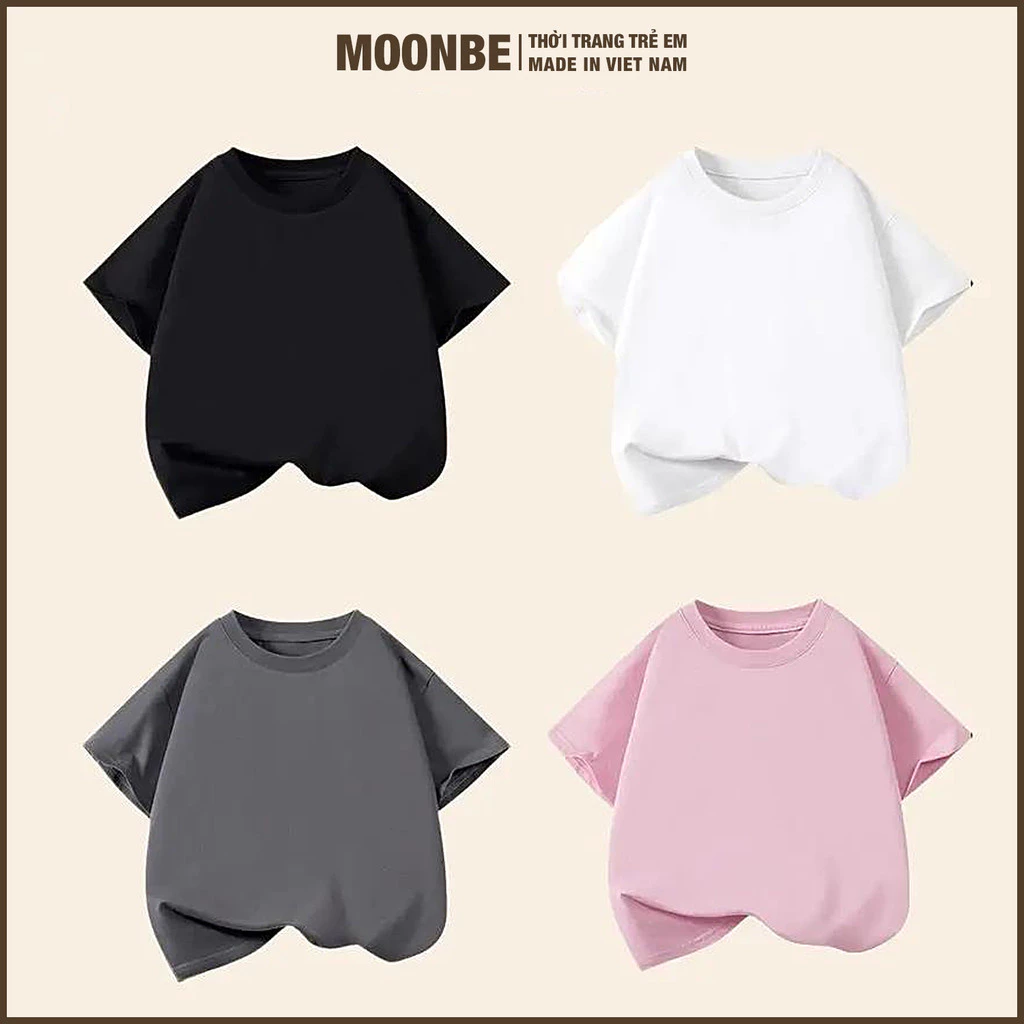 [Size 11-65kg] Áo Thun Bé Trai Bé Gái Big Size 55kg - Thời Trang Trẻ Em MOONBE - Áo Phông Trẻ Em Trơn