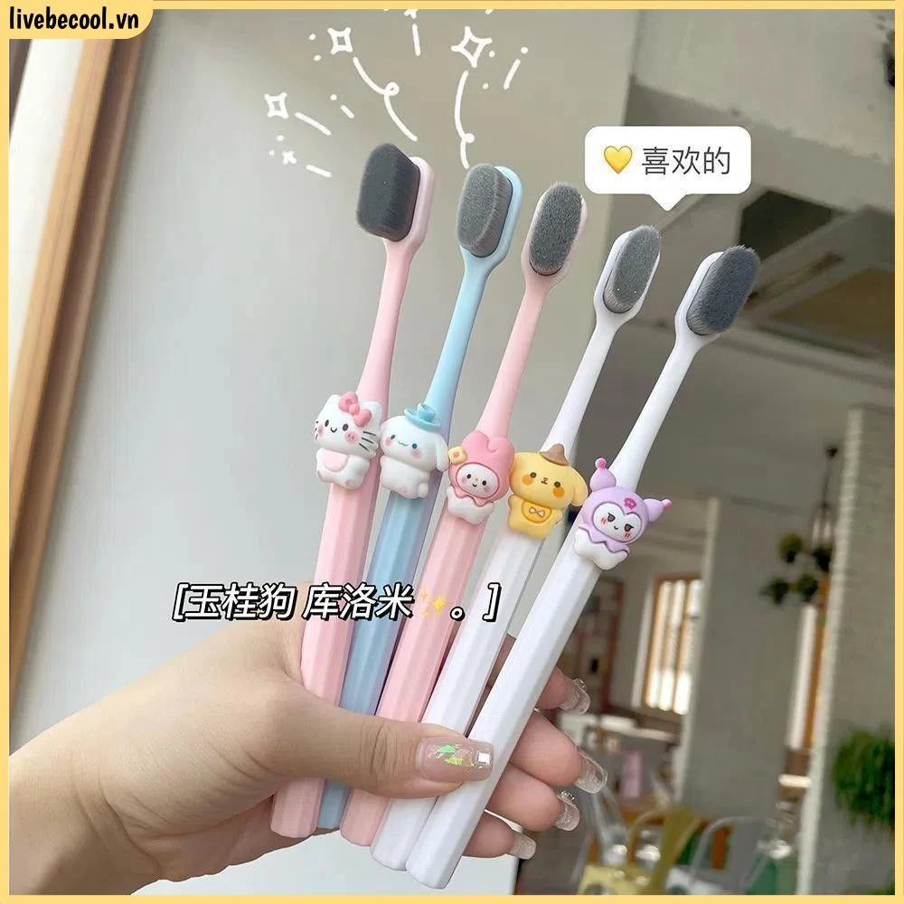 Bàn chải đánh răng siêu mềm Sanrio Hello Kitty Melody Deep Cleaning Soft Brush Teeth Adult Kids Portable Travel Oral Care Tools livebecool