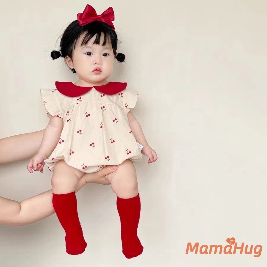 2026 Bé Gái Công Chúa Áo Liền Quần In Hình Anh Đào Lông Tơ Tay Body Cotton Nhẹ Tập Bò Trang Phục 0-19M Hàn Quốc Lấy Cảm Hứng Từ Snap Mùa Hè Thoáng Khí