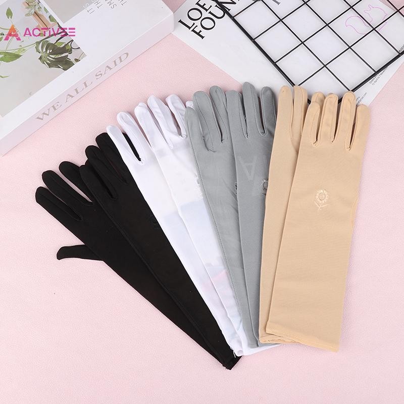 < Activee > 1 Cặp Găng Tay Lái Xe Co Giãn Nữ Chống Tia UV Găng Tay Thoáng Khí Giữa Dài Cho Mùa Xuân Mùa Hè Găng Tay Mỏng