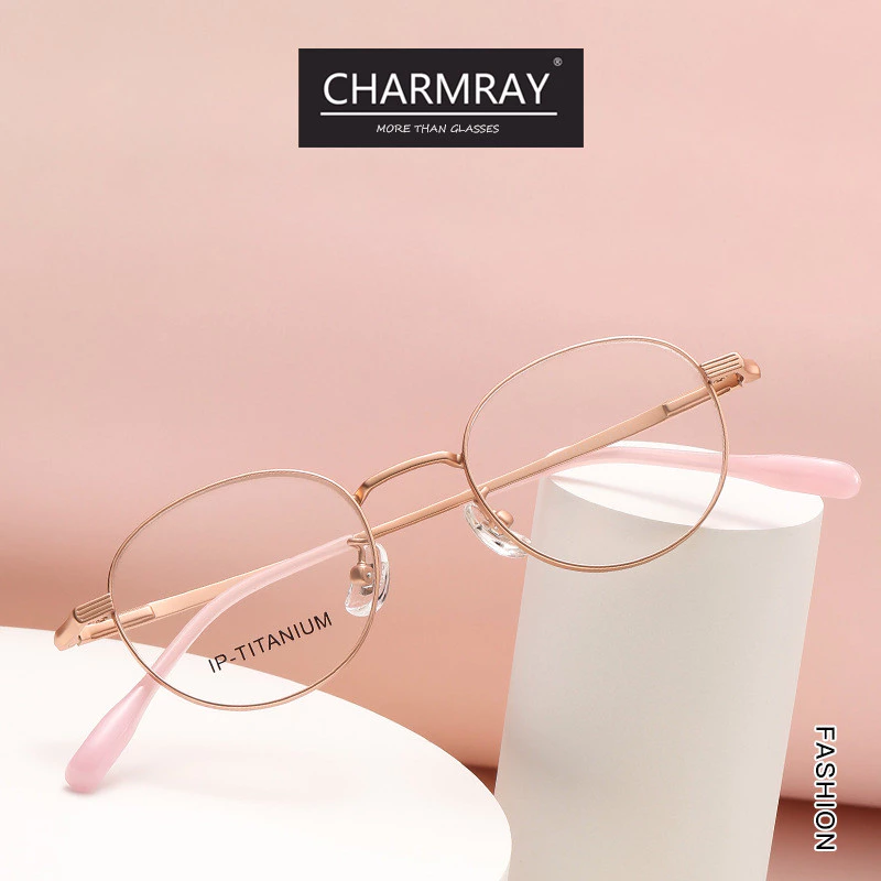 Charmray Retro Kính Mắt Titan Khung Nhỏ Ống Kính Có Thể Thay Thế Cho Nam Nữ