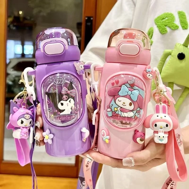 Bình Nước Uống Giữ Nhiệt Inox Cao Cấp Sanrio Bé Gái Dung Tích 600ml Kuromi,Cinamon