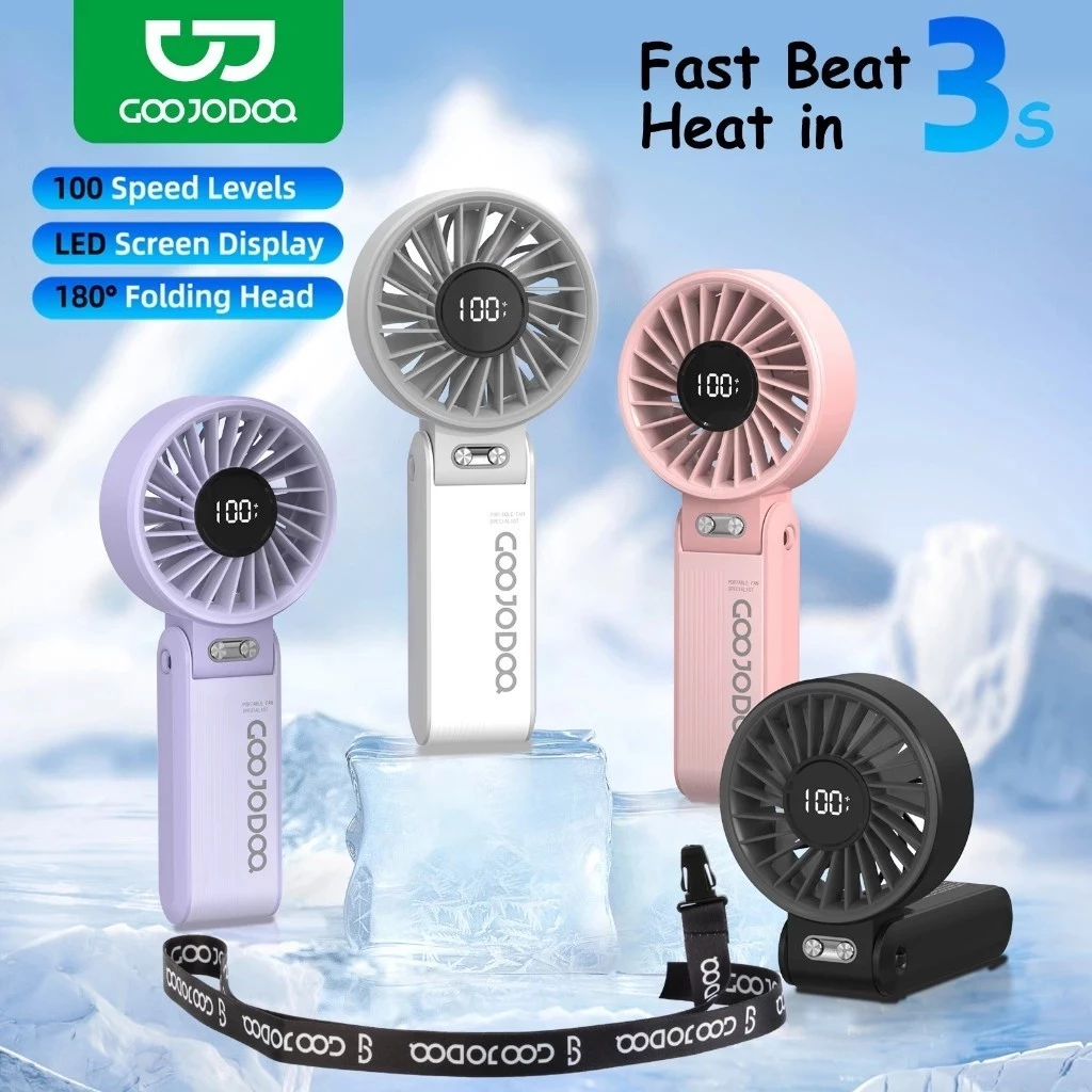 [Bảo hành tại địa phương] Quạt gấp 3 trong 1 GOOJODOQ 180° 100 cấp độ gió siêu mạnh di động