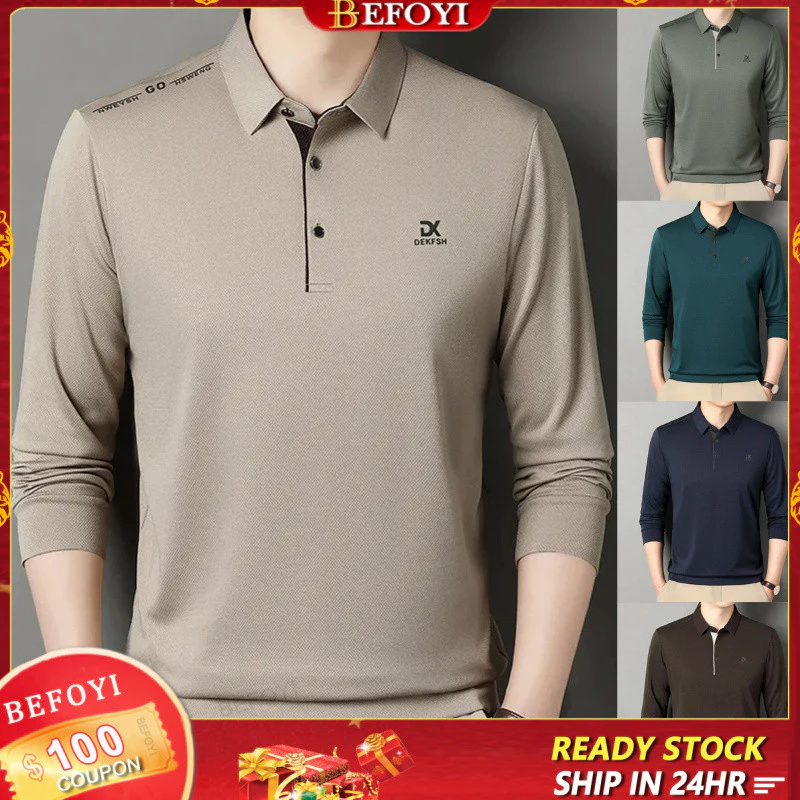 Áo Sơ Mi Polo Nam Tay Dài Áo Thun Rời Công Sở Cổ Thường Ngày Trung Niên WW20