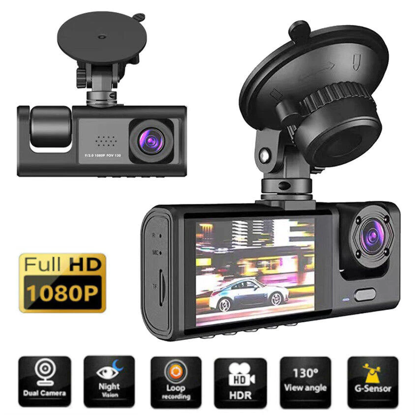 3 Channel Dash Cam For Car Camera Video Recorder HD 1080P Dashcam DVRs Black Box Dual Lens DVR With Rear View Camera