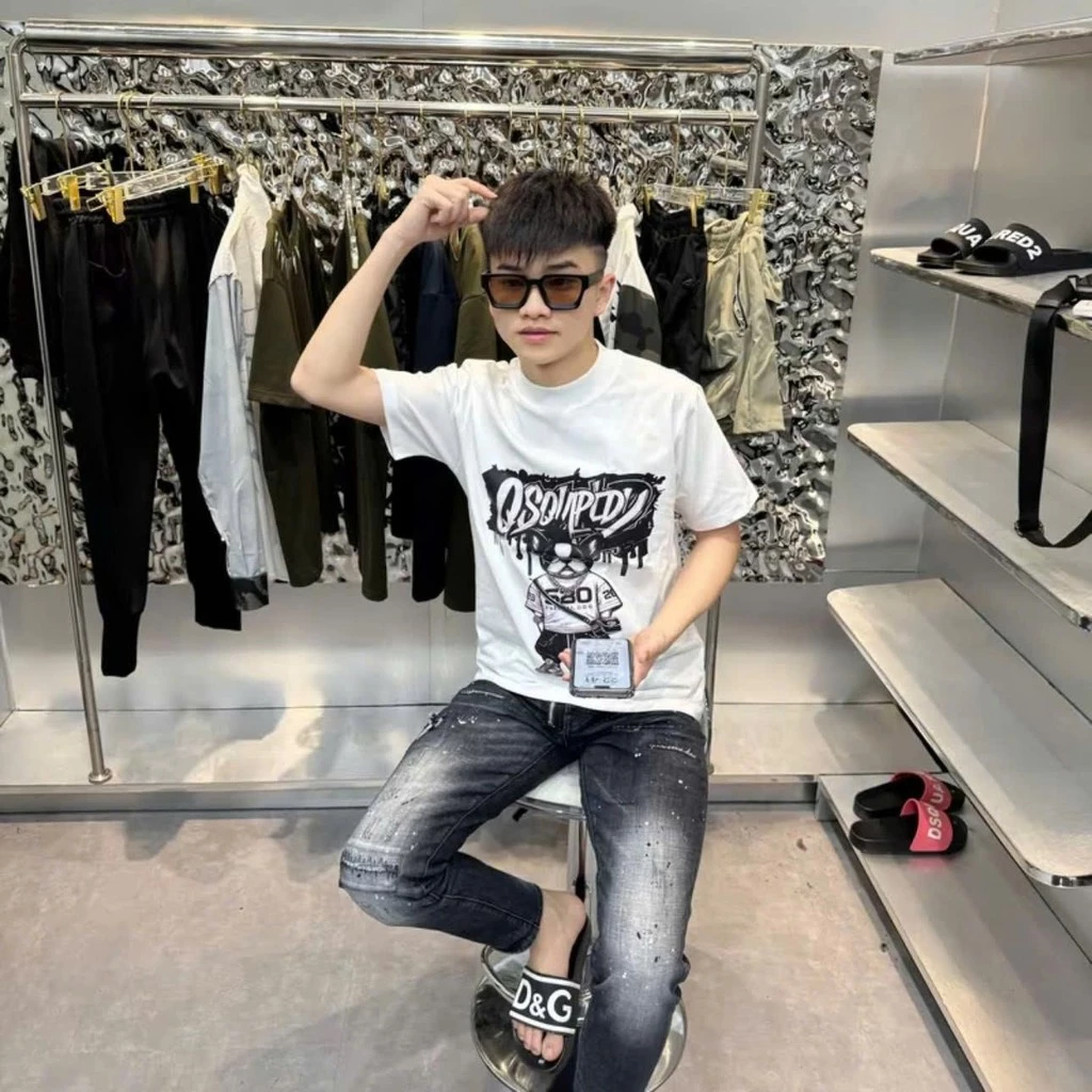 Áo Thun D Q Họa Tiết Cún In Pet Thời Trang Nam Nữ , Chất Coton 2C Thoáng Mát Hàng QC hottrend
