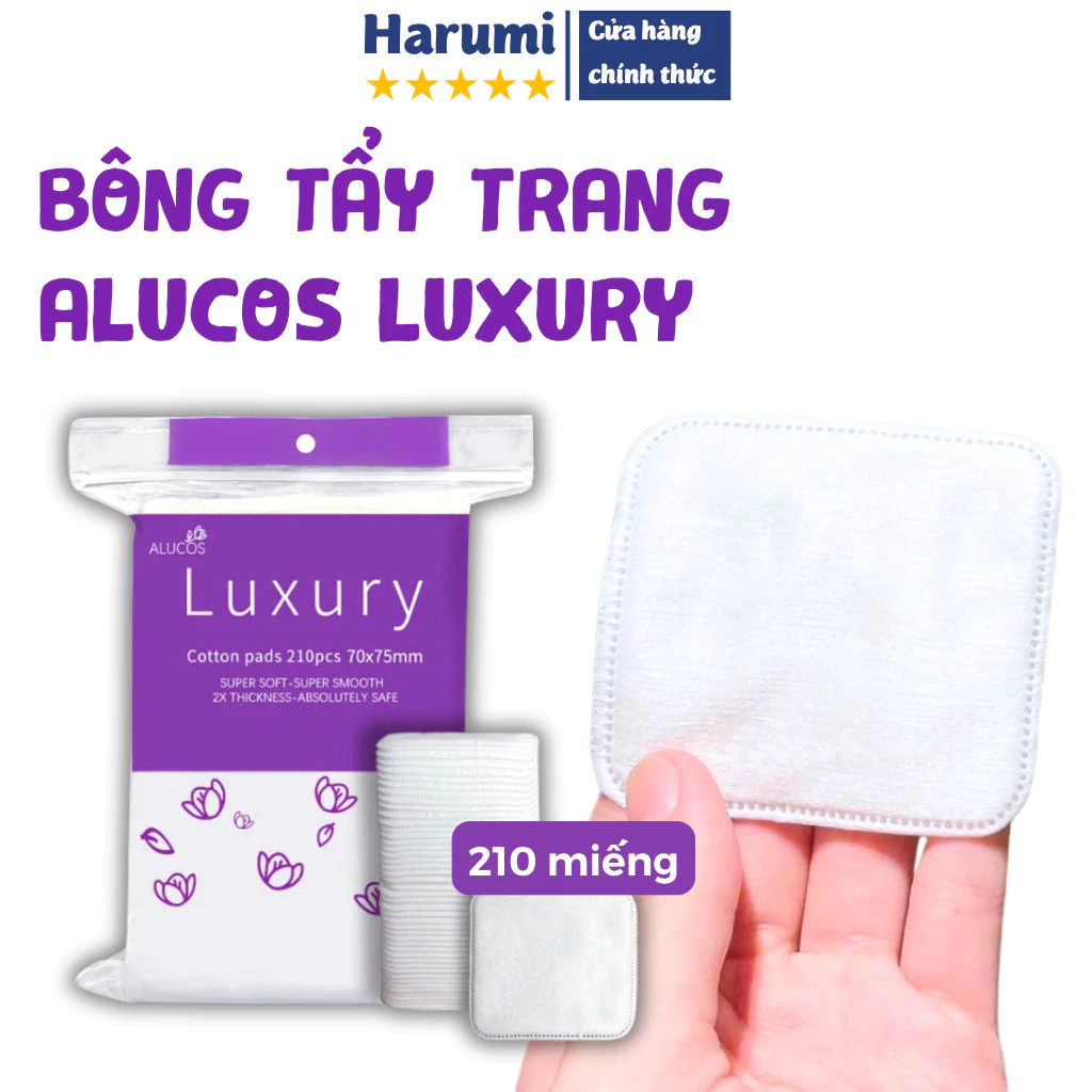 Bông Tẩy Trang Alucos LUXURY 210 Miếng Siêu Xịn, Mềm Mịn, Bông Tẩy Trang Luxury 210 Miếng