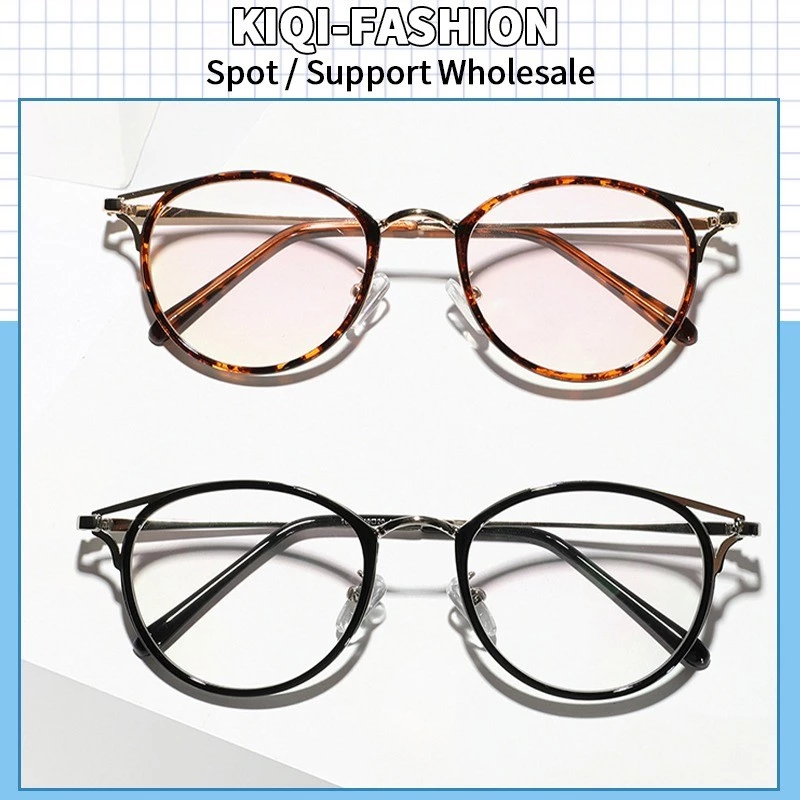 【 -0.5 Đến -4.00 Độ Cận Thị 】 Kính Nữ Thời Trang Hàn Quốc Chống Bức Xạ Kim Loại Chống Ánh Sáng Xanh Kính Cận Thị Thành Phẩm