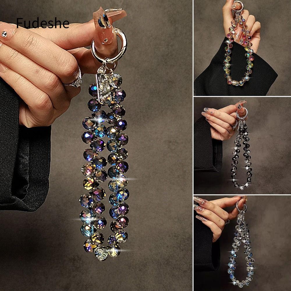Mặt dây chuyền hạt pha lê FUDESHE, Móc khóa hạt pha lê trong suốt lấp lánh, Mặt dây chuyền túi có thể tháo rời đầy màu sắc sành điệu dành cho nữ Cô gái