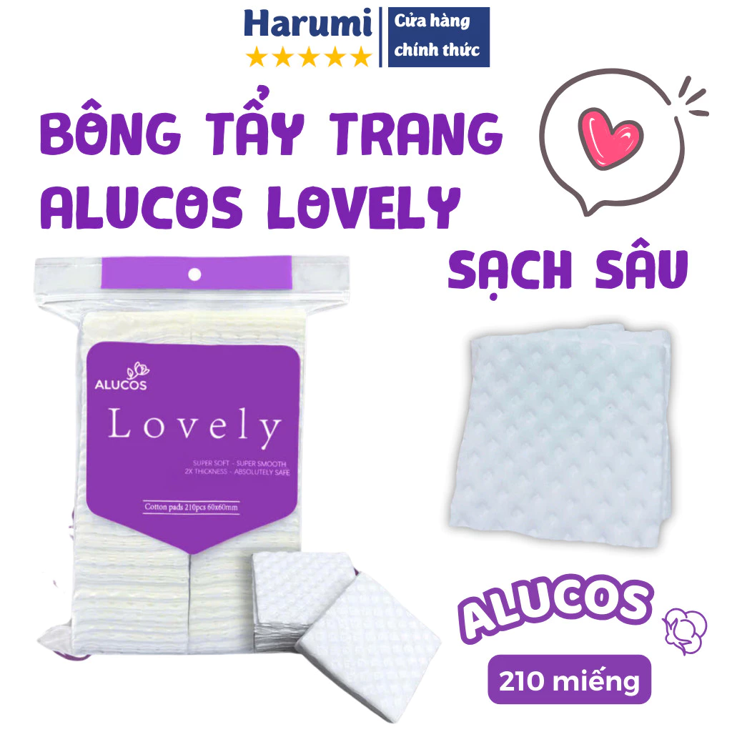 Bông Tẩy Trang Alucos Lovely Làm Sạch Sâu, Bông Tẩy Trang Lovely, Bông Tẩy Trang Bạch Tuyết Sần Sùi Làm Sạch Sâu