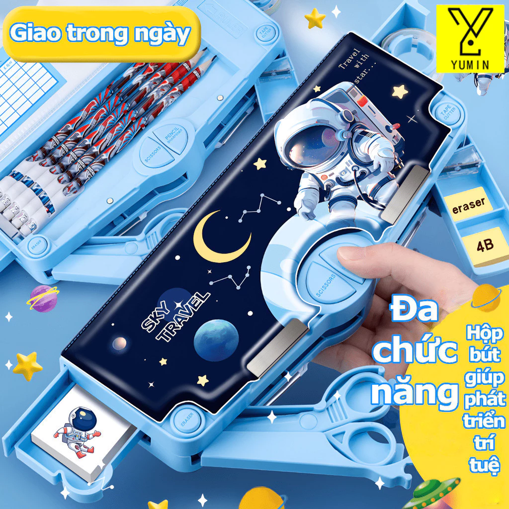 Hộp bút chì hoạt hình,Hộp bút học sinh đa năng,Hộp Bút Tiện Dụng Cho Bé, Hộp văn phòng phẩm chống nước từ tính sáu trong