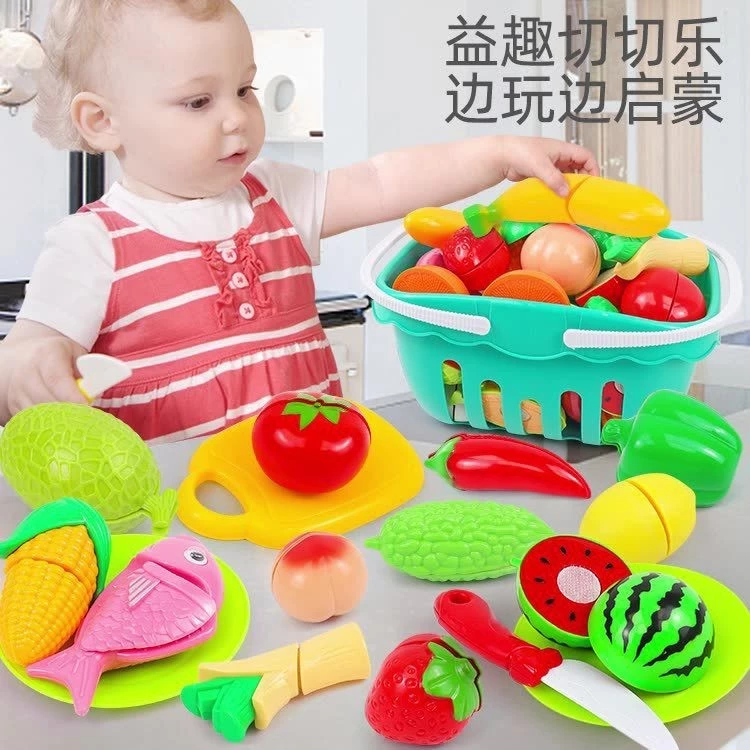 ( Kèm Giỏ) Đồ Chơi Cho Trẻ Em Dụng Cụ Cắt Lát Rau Củ Quả 30 chi tiết Đồ Chơi Nhà Bếp Đồ Chơi Tương Tác Cha Mẹ Trẻ Em Bé