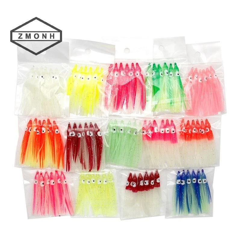 Zmonh 6 Chiếc Mềm Dạ Quang Bạch Tuộc Váy Dụ 6cm Silicone Cá Ngừ Trolling Váy Mực Jigging Câu Cá Biển Mồi Phát Sáng * Mới