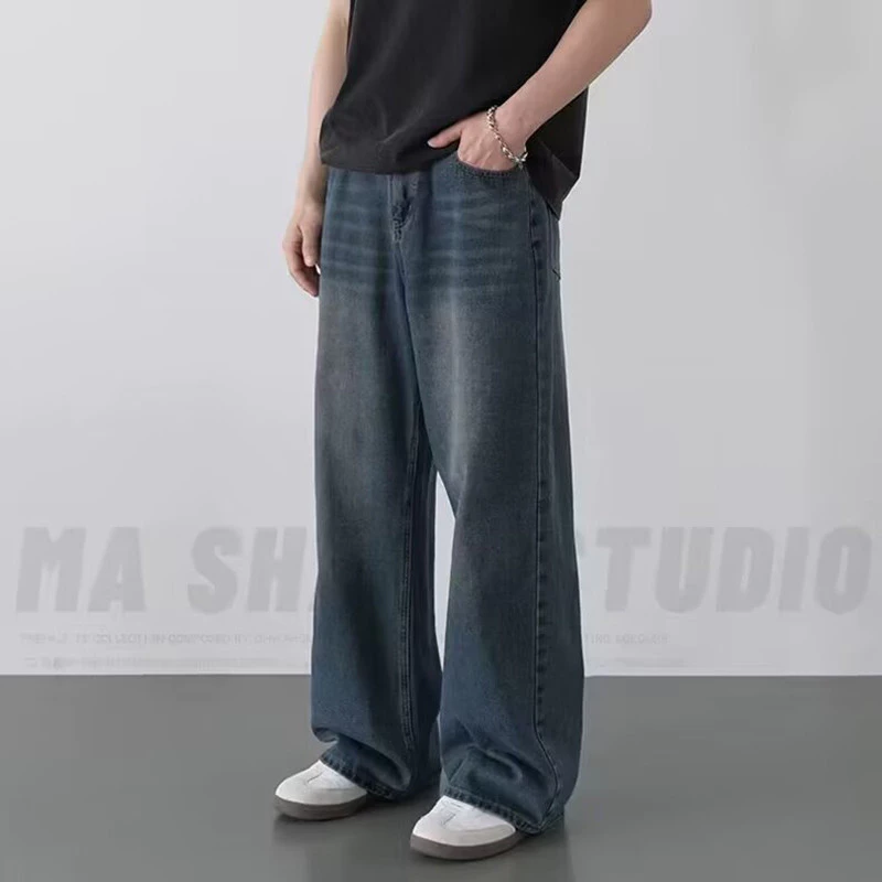Quần dài nam Zerotogue, quần jean denim vừa vặn dáng rộng cổ điển kiểu Mỹ, quần jean denim giặt hạng nặng
