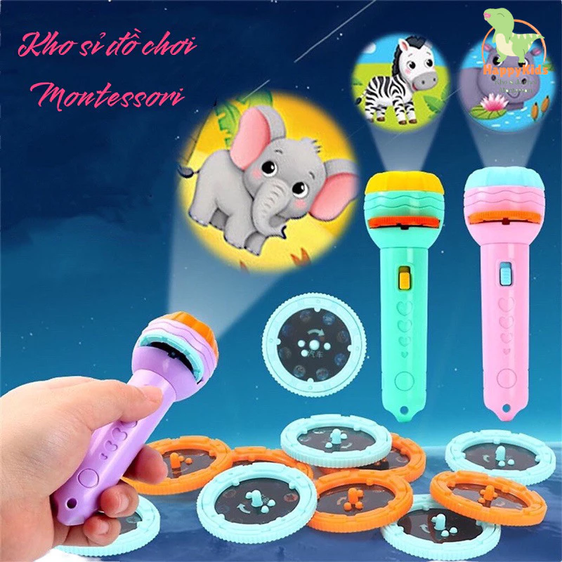 Đèn pin chiếu hình 80 hình động vật nghộ nghĩnh 3d sắc nét cho bé 1 2 3 4 tuổi
