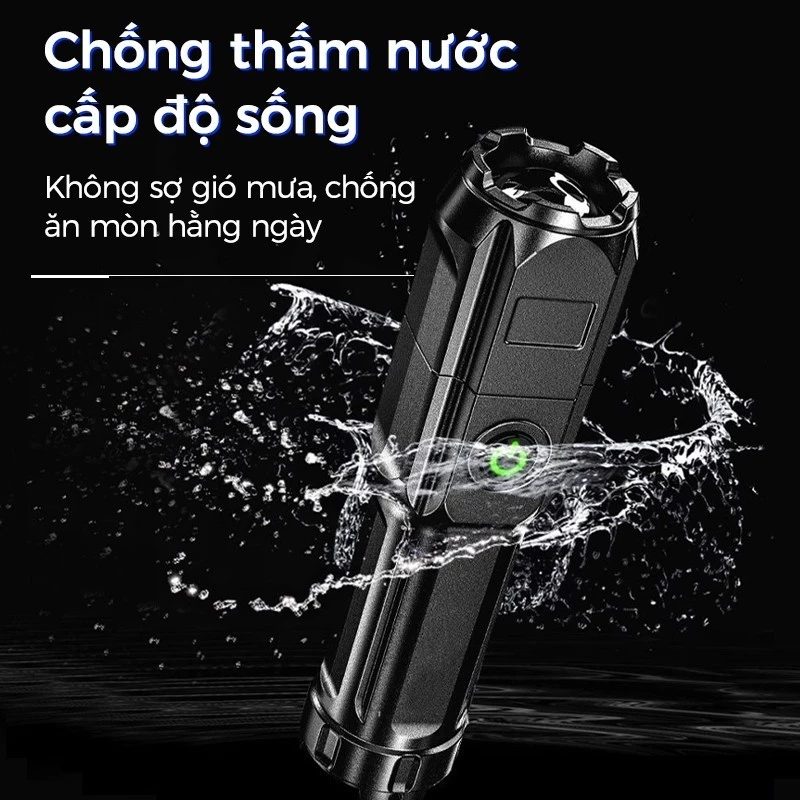 🔥🔥🔥Đèn pin Led cầm tay siêu sáng có Zoom xa gần pin trâu chống nước đèn pin sạc cầm tay